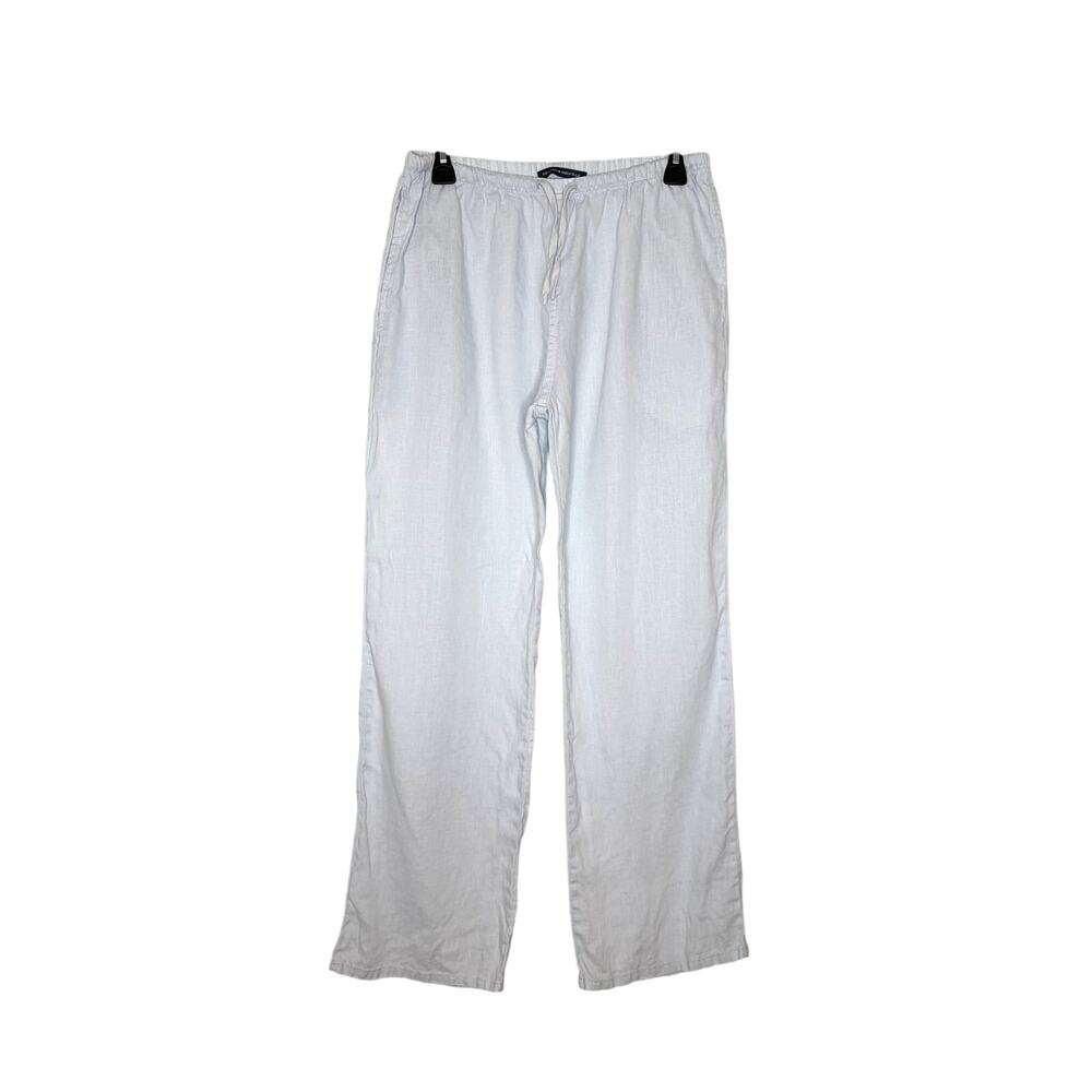 Brandy Melville Light Blue Anastasia Linen Wide Leg Pants Sz S(OS) Beach Coastal
